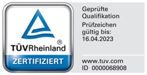 Foto und Link zum Nachweis der Qualifikation Datenschutz-Auditor (TÜV)